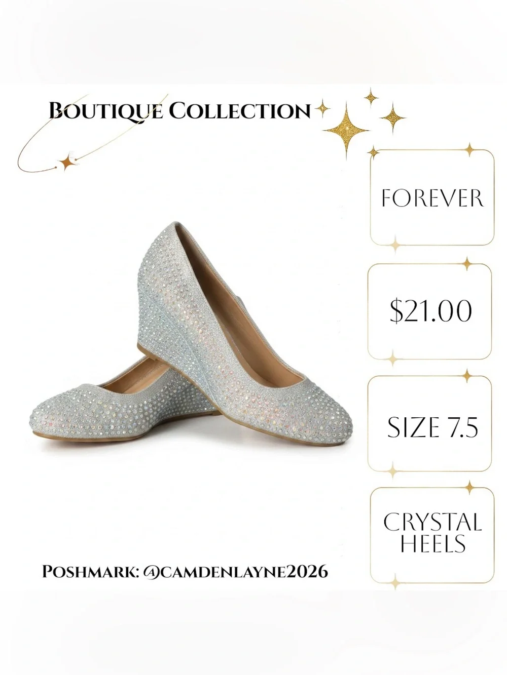 Forever Silver Crystal-Studded Wedge Heels